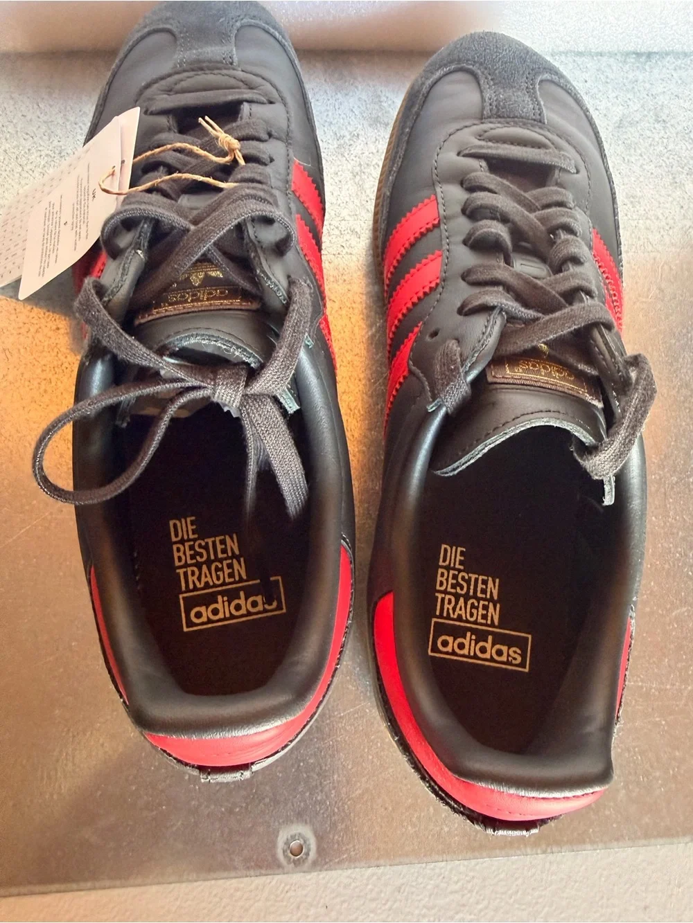 adidas samba Black Sneakers with Red Three-Stripes and Gum Sole